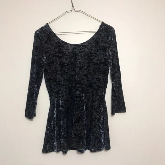 Velvet Peplum Top - Picture 2 of 3